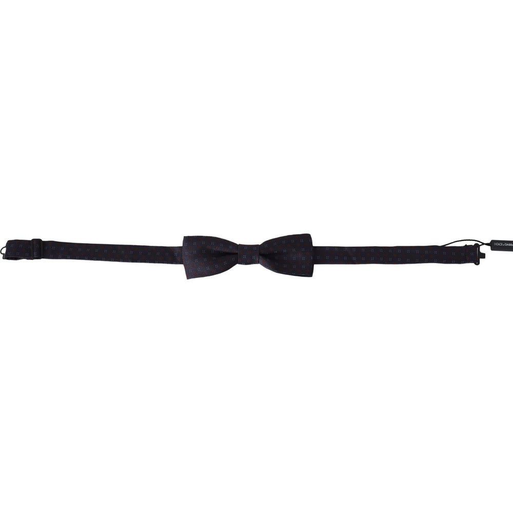 Dolce & Gabbana Gray Pattern Silk Adjustable Neck Papillon Bow Tie FT3019