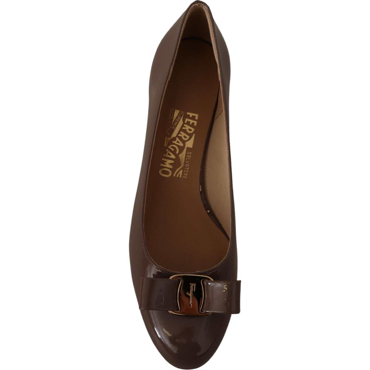 Salvatore Ferragamo Brown Naplak Calf Leather Pumps Shoes Salvatore Ferragamo