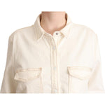 Levi's White Cotton Collared Long Sleeves Button Down Polo Top TSH7086 - 44