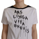 Dolce & Gabbana White Slogan Print Round Neck Cotton T-shirt TSH7841- 44