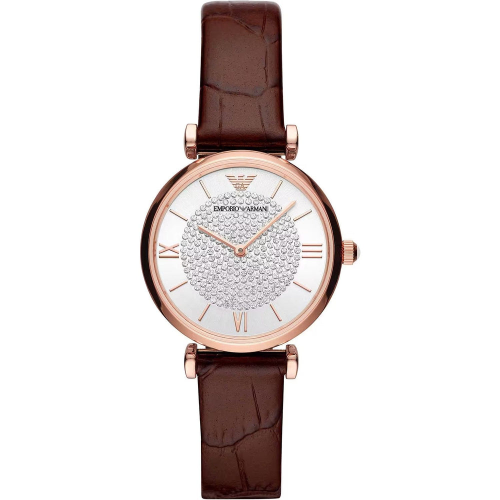 Emporio Armani Elegant Bordeaux Leather Watch for Women Emporio Armani Light Gray