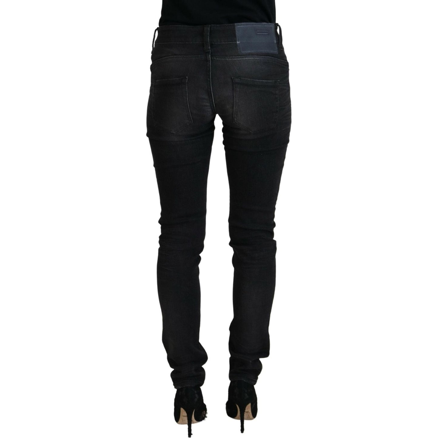 Acht Black Cotton Low Waist Slim Fit Women Casual Denim Jeans PAN71821- 26