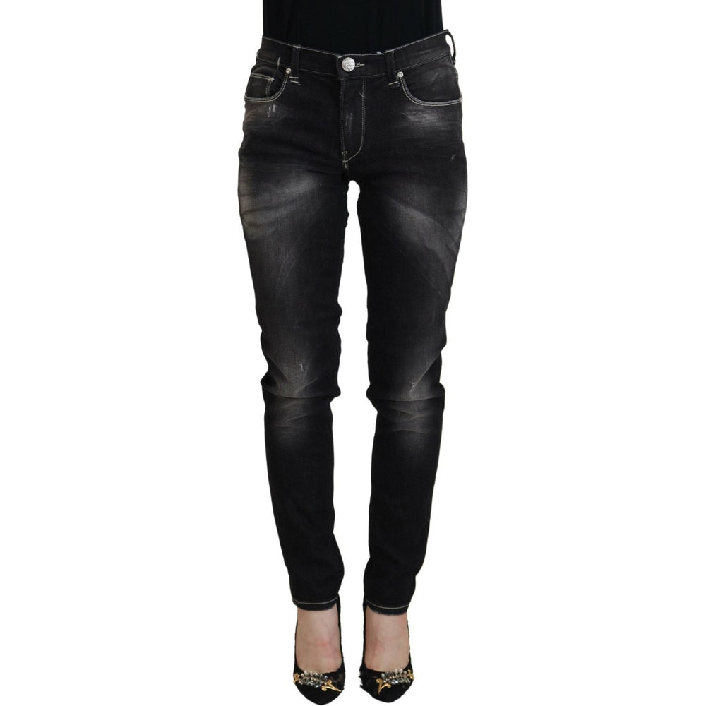 Acht Black Washed Mid Waist Tapered Women Casual Denim Jeans PAN72701- 26