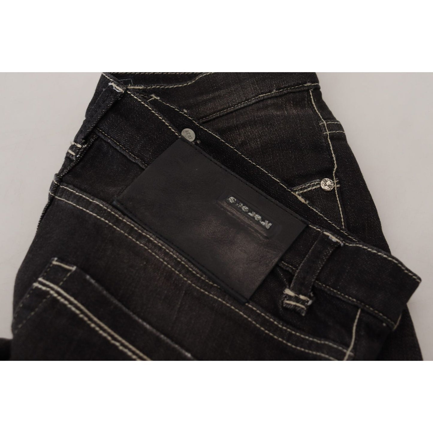 Acht Black Washed Mid Waist Tapered Women Casual Denim Jeans PAN72701- 26