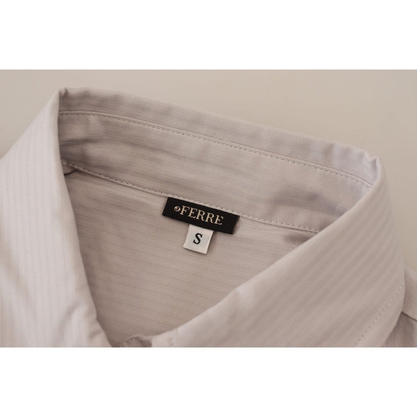 Ferre Light Gray Stripes Cotton Sleeveless Collared Top TSH83347- 40