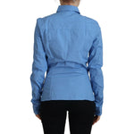 Ferre Blue Cotton Long Sleeves Collared Button Down Top TSH83359- 38