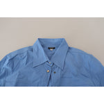 Ferre Blue Cotton Long Sleeves Collared Button Down Top TSH83359- 38