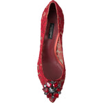 Dolce & Gabbana Radiant Red Lace Heels with Crystals Dolce & Gabbana Saddle Brown