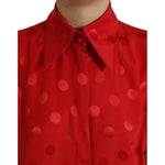 Dolce & Gabbana Red Polka Dot Sleeveless Collared Blouse Top TSH84294-40
