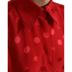 Dolce & Gabbana Red Polka Dot Sleeveless Collared Blouse Top TSH84294-40