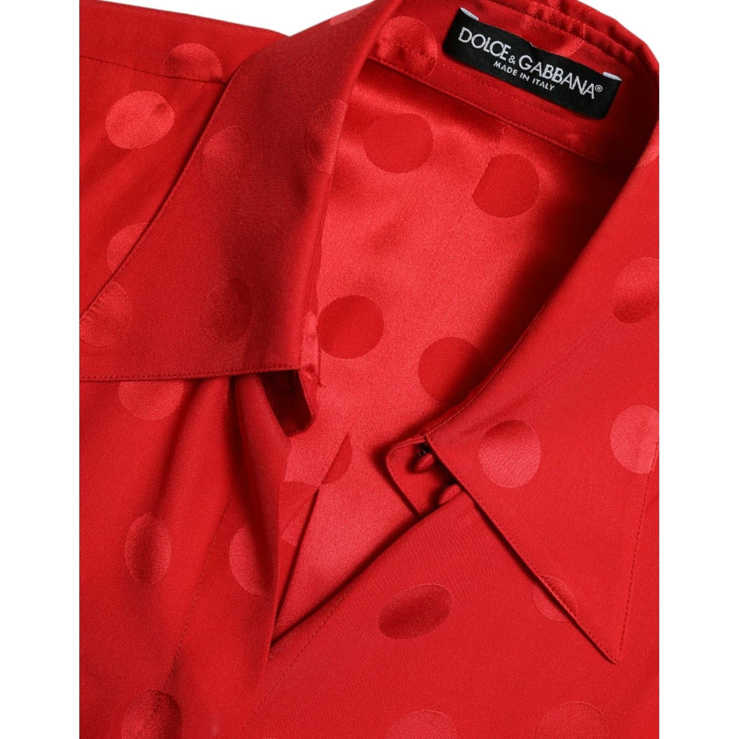Dolce & Gabbana Red Polka Dot Sleeveless Collared Blouse Top TSH84294-40