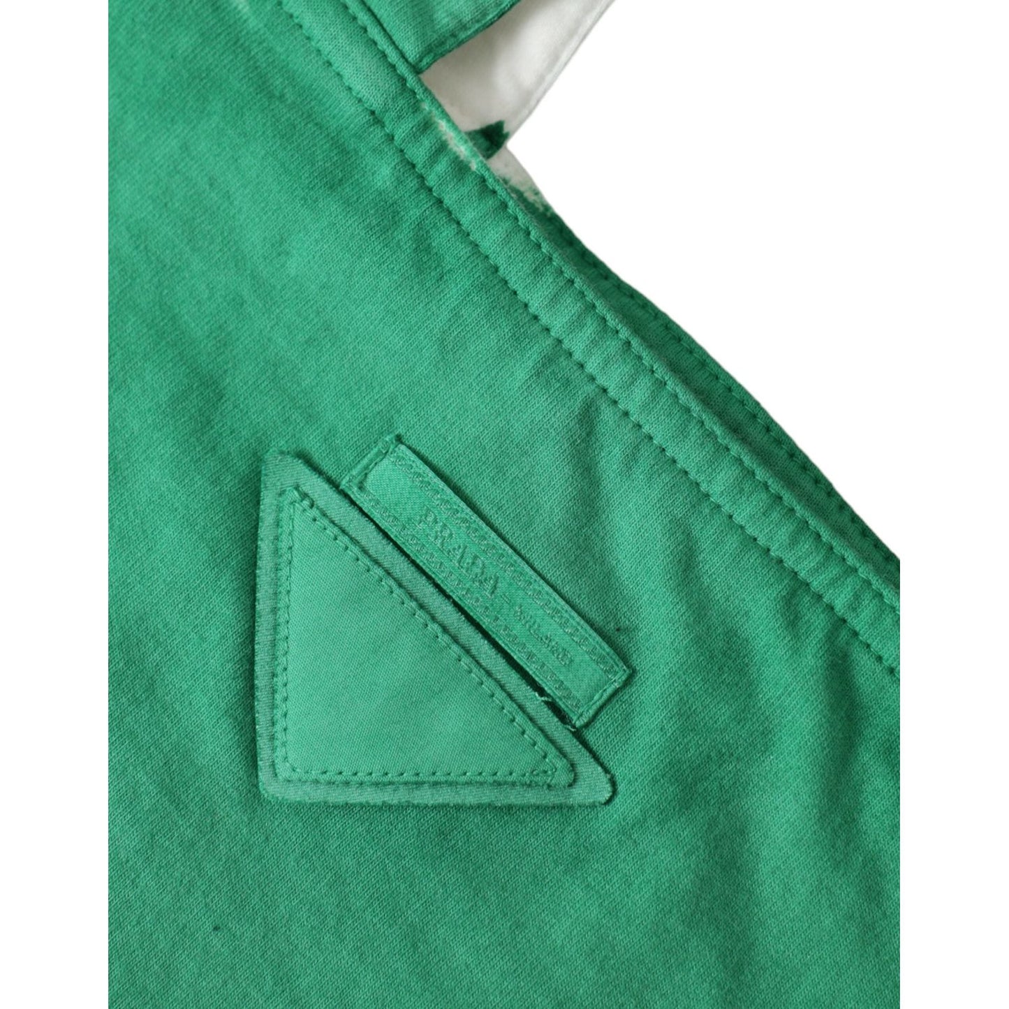 Prada Green Jersey Fabric Logo Shoulder Shopping Tote Shopping Bag BAG1184