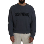 Dsquared² Gray Men Tattered Knitted Pullover Sweater Dsquared² Dark Slate Gray