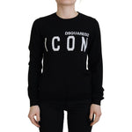 Dsquared² Black Virgin Wool Logo Print Long Sleeves Sweater Dsquared² Black