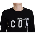 Dsquared² Black Virgin Wool Logo Print Long Sleeves Sweater Dsquared² Gray