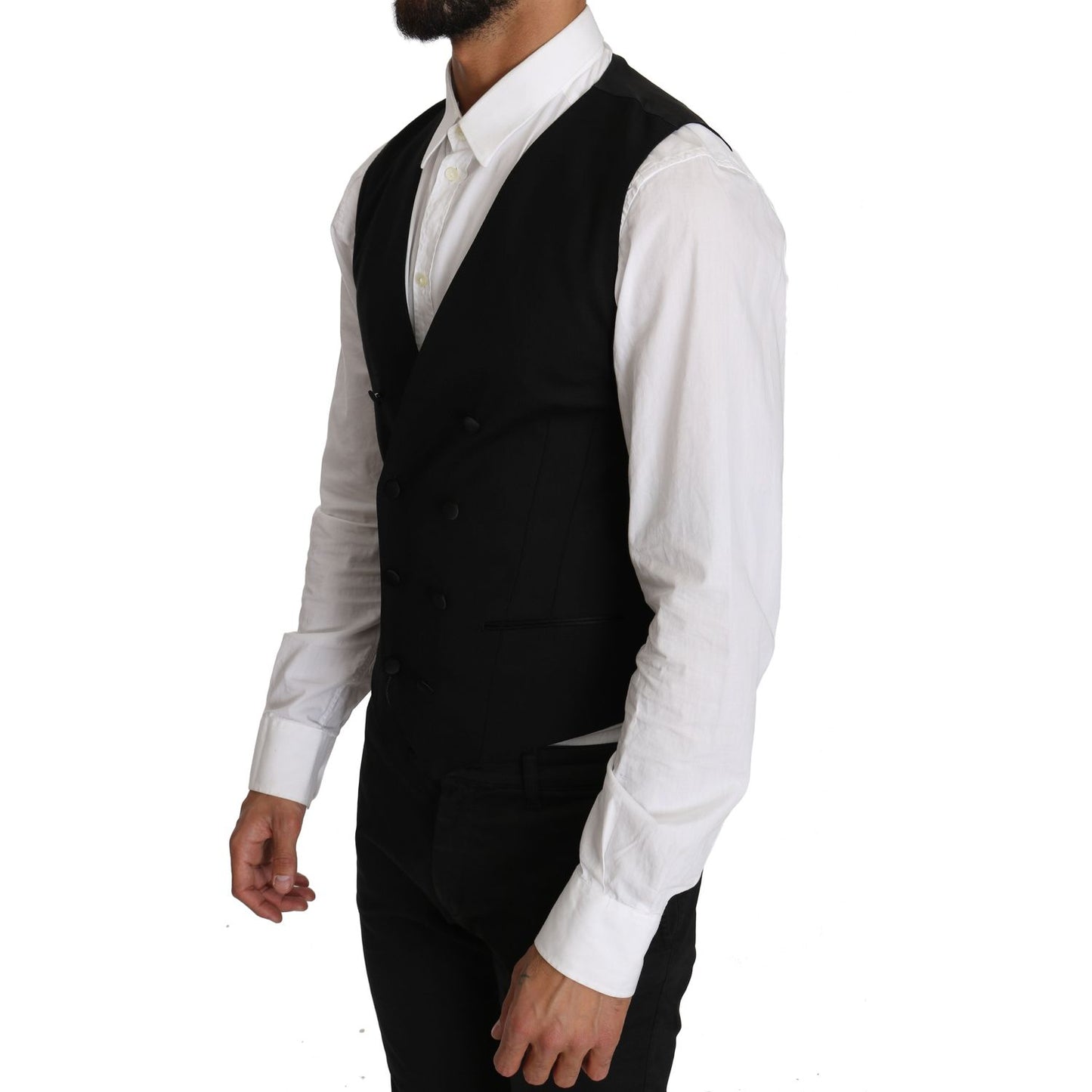 Dolce & Gabbana Gray Wool Double Breasted Waistcoat Vest Dolce & Gabbana