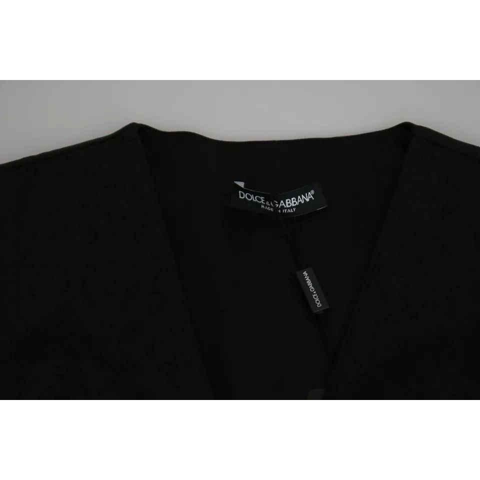 Dolce & Gabbana Black Lace Waistcoat Slim Vest Silk Top Dolce & Gabbana