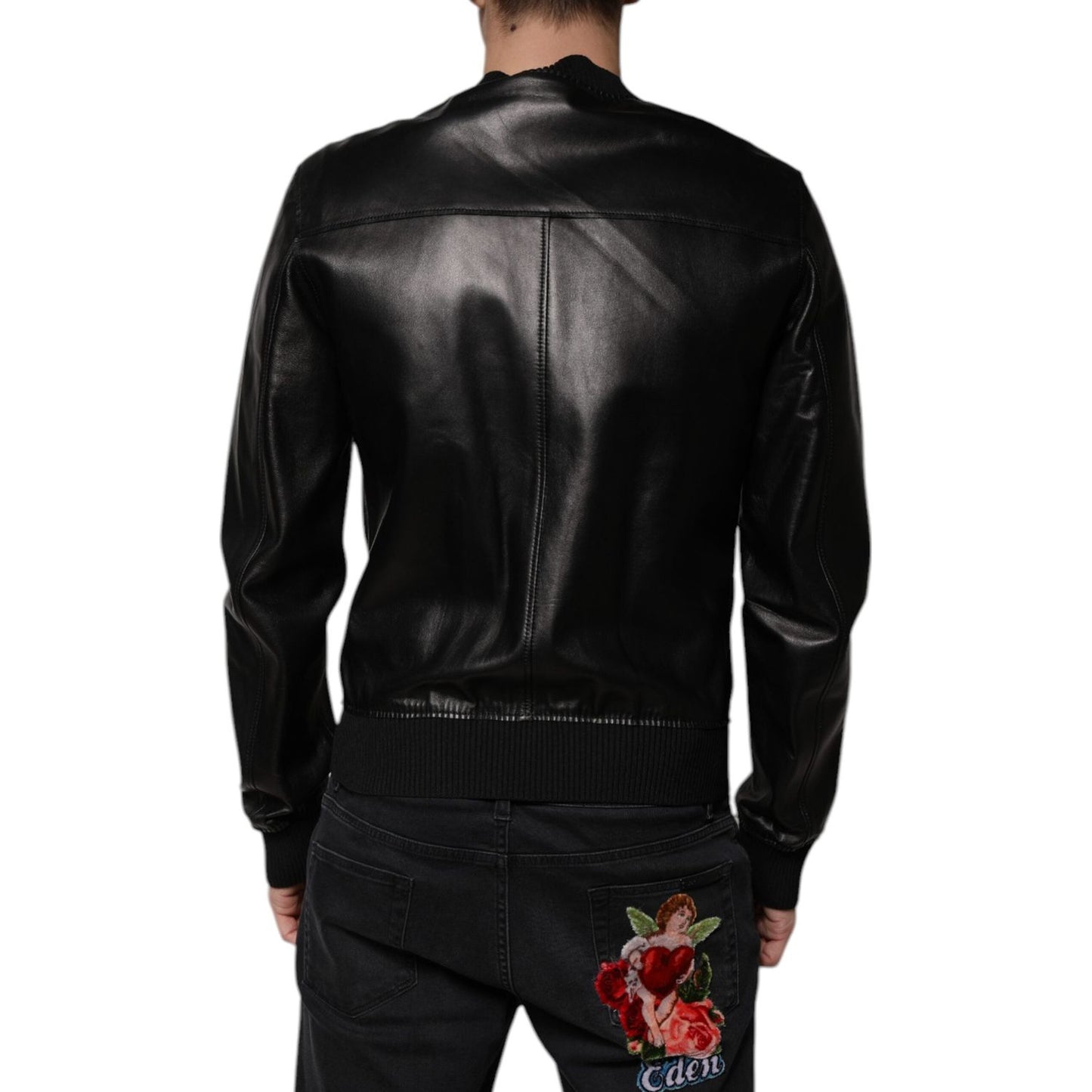 Dolce & Gabbana Black Leather Full Zip Biker Blouson Jacket JKT41203-50