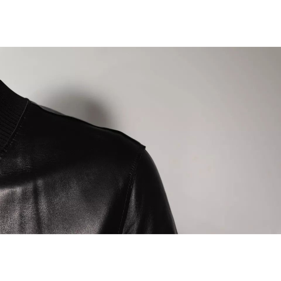 Dolce & Gabbana Black Leather Full Zip Biker Blouson Jacket JKT41203-50