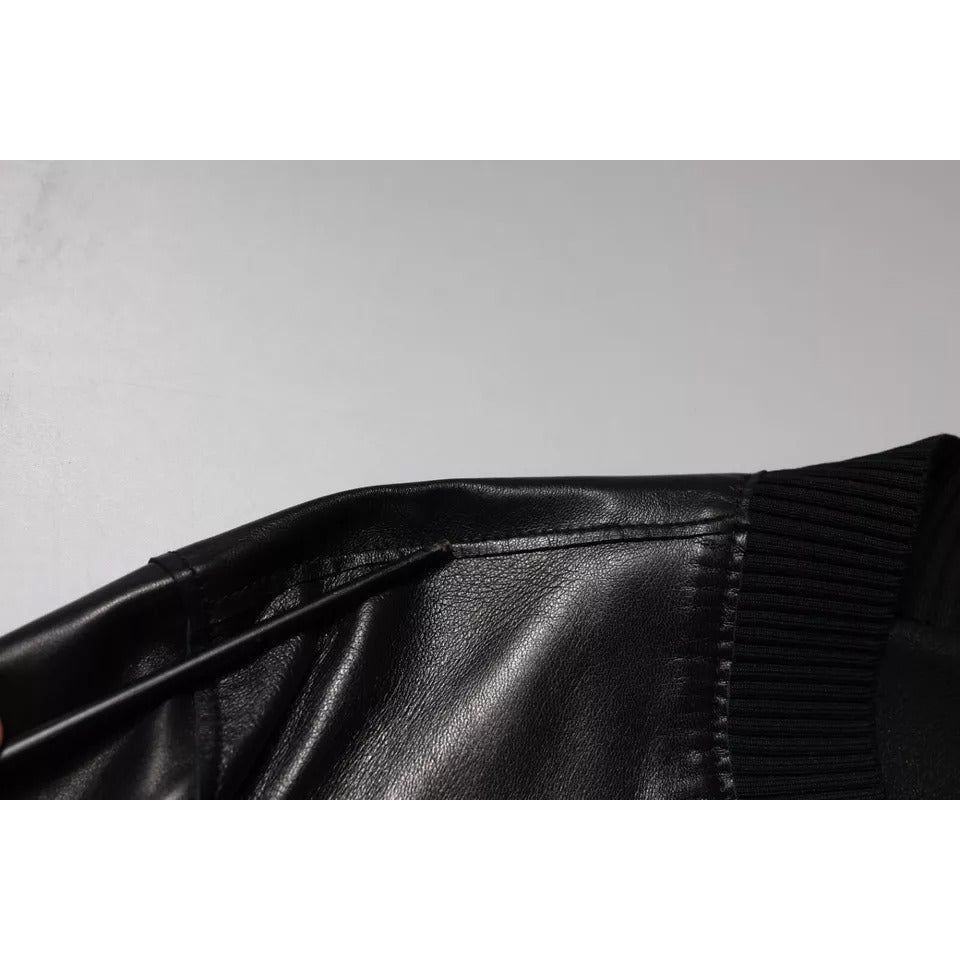Dolce & Gabbana Black Leather Full Zip Biker Blouson Jacket JKT41203-50