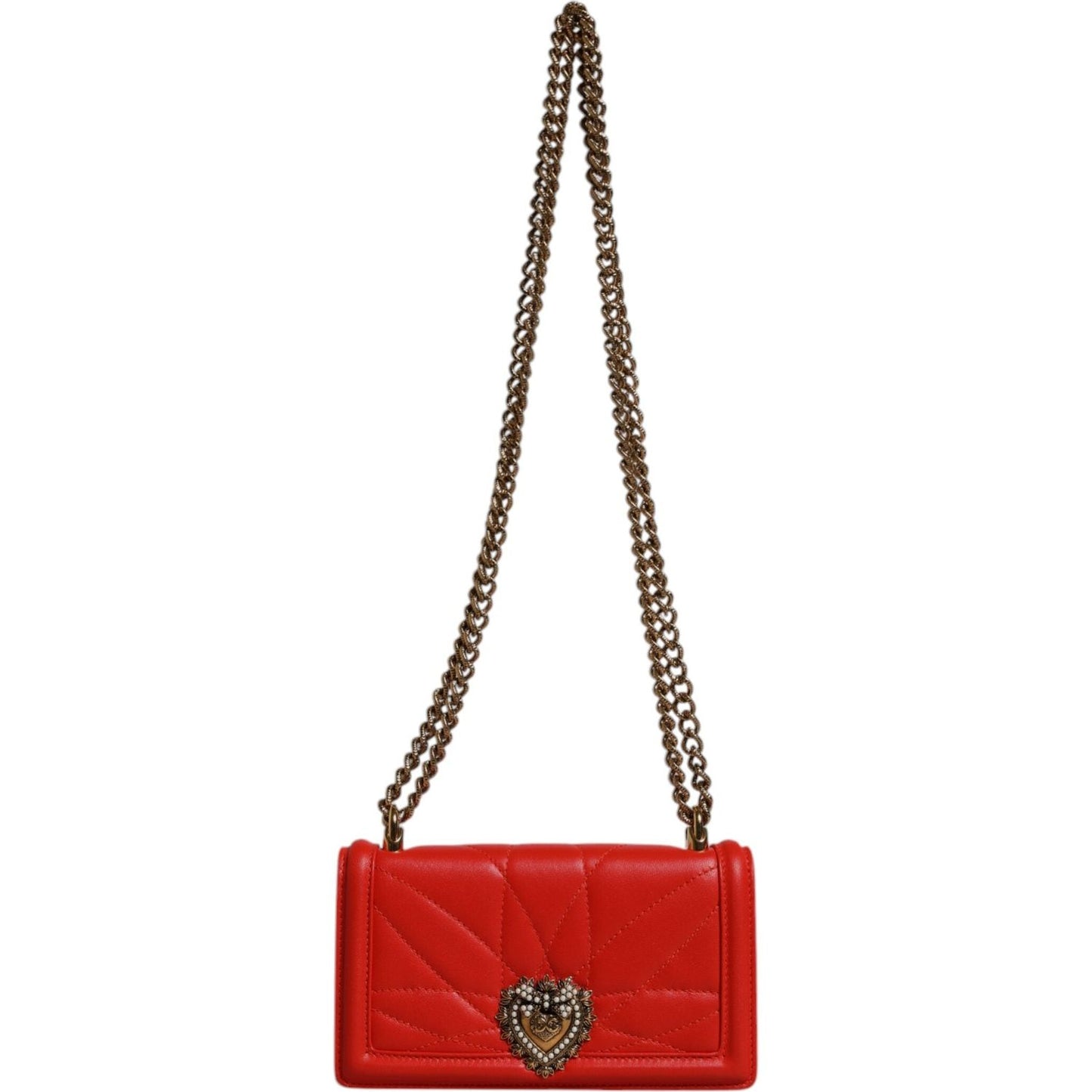 Dolce & Gabbana Red Quilted Devotion Crossbody Chain Phone Cover Bag BAG4267