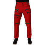 Dolce & Gabbana Red Zipper Embellished Straight Pants PAN75069-48