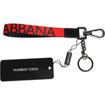 Dolce & Gabbana Red Logo Nylon Silver Brass Men Holder Keychain Keyring SMY10692