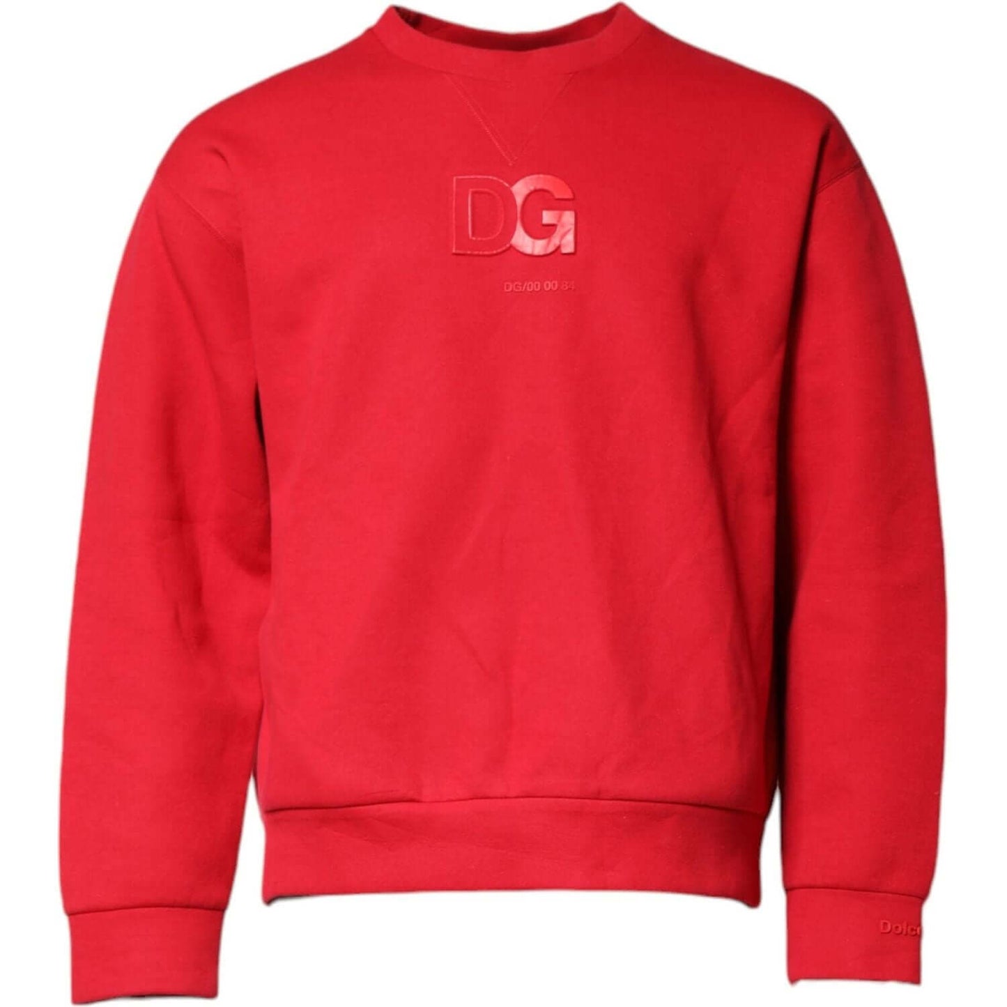 Dolce & Gabbana Red Embossed Logo Cotton Crew Neck Sweater TSH90592-50