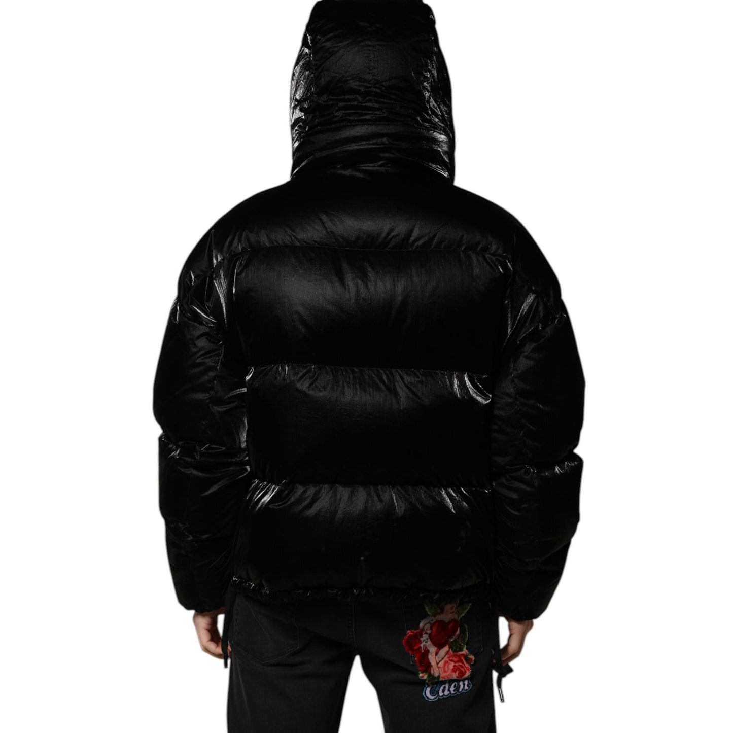 Dolce & Gabbana Black Logo Full Zip Hooded Quilted Jacket JKT41462-54