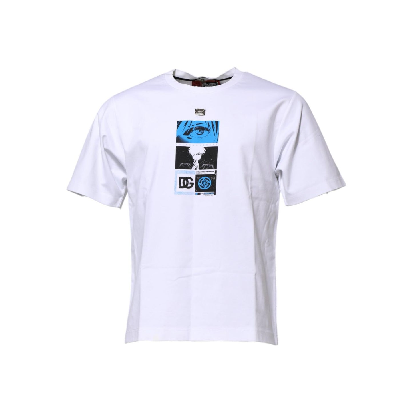 Dolce & Gabbana White Cotton Crew Neck Graphic Print T-shirt TSH906971-46