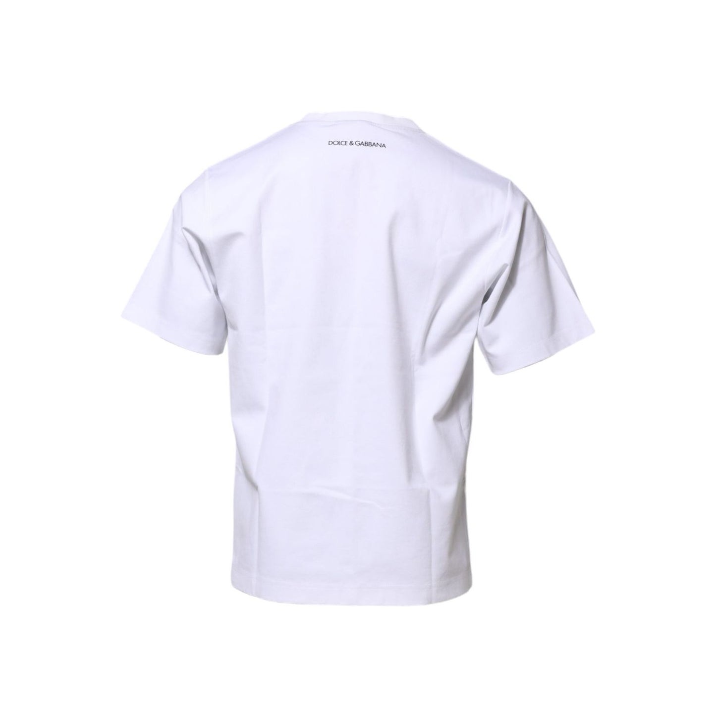 Dolce & Gabbana White Cotton Crew Neck Graphic Print T-shirt TSH906971-46