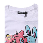 Dolce & Gabbana White Cotton Graphic Print Crew Neck T-shirt TSH90672-40