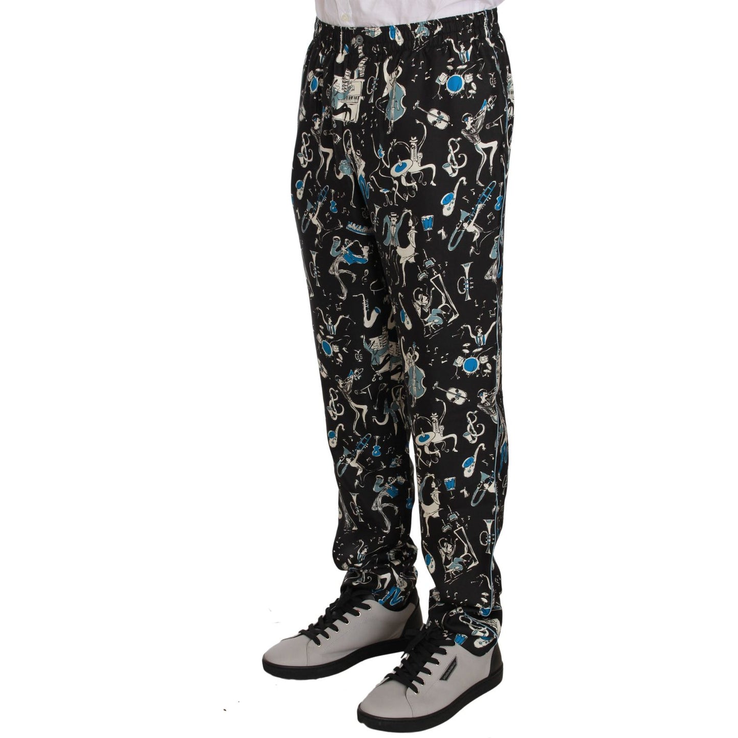 Dolce & Gabbana Black Musical Instrument Sleepwear Pants Dolce & Gabbana