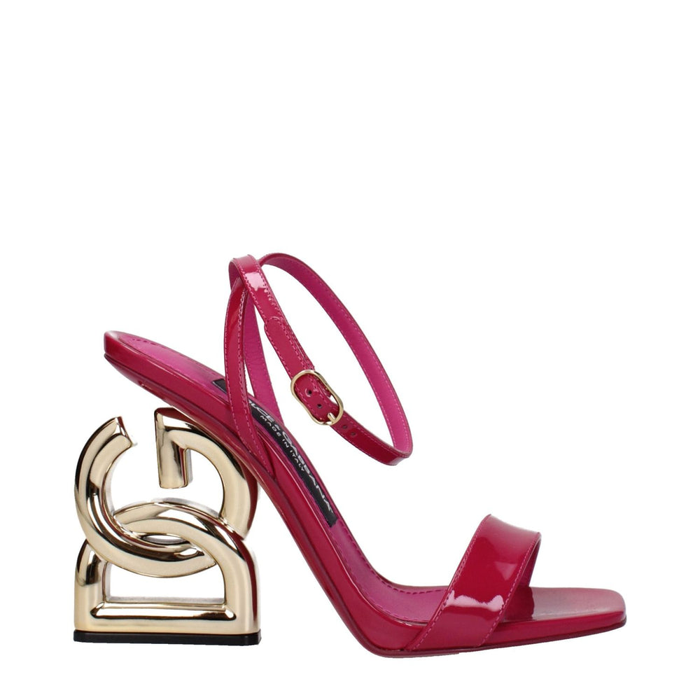 Dolce & Gabbana Pink Leather Stiletto Heels Sandals DO-8597847048457-EU35.5/US5.5