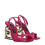 Dolce & Gabbana Pink Leather Stiletto Heels Sandals DO-8597847048457-EU35.5/US5.5