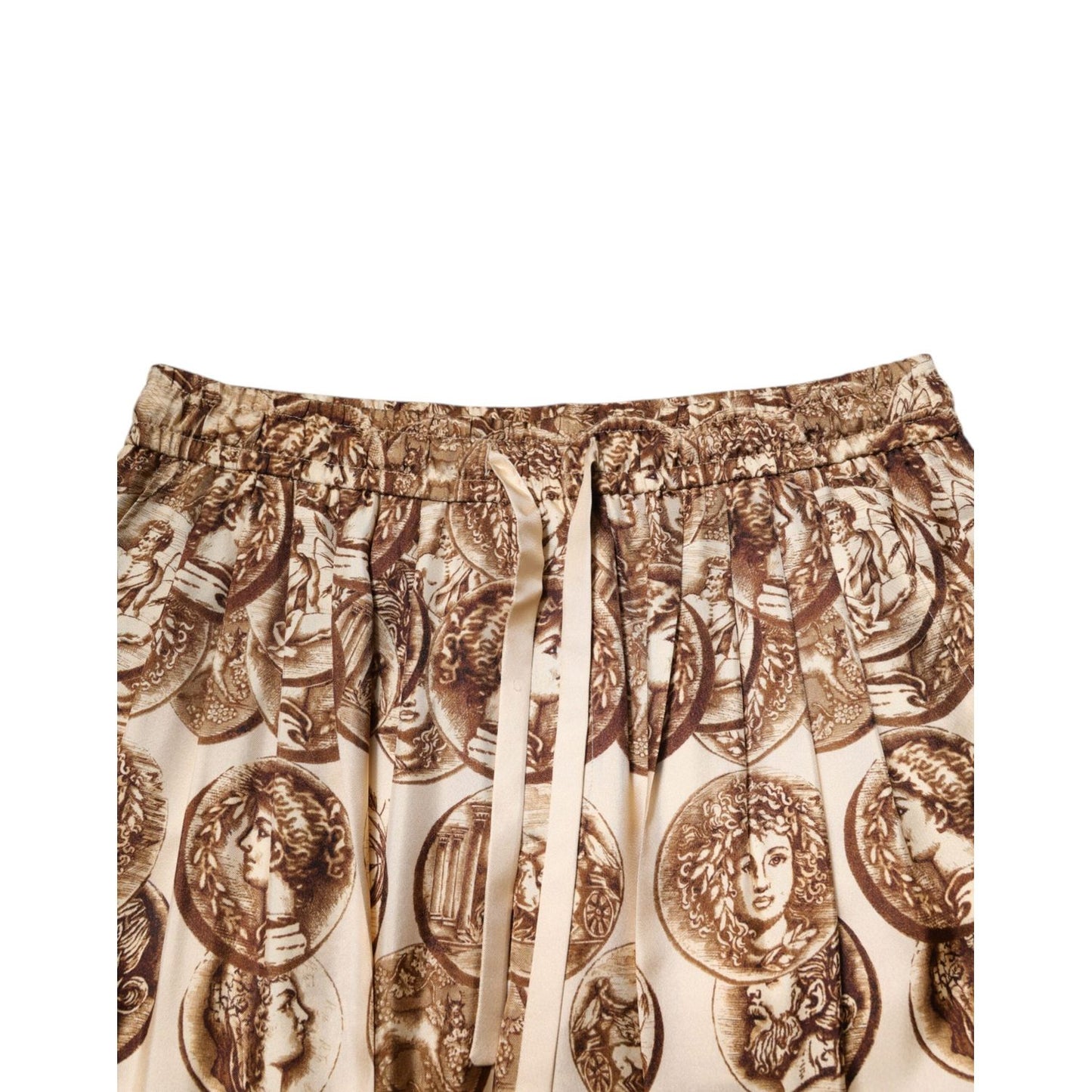 Dolce & Gabbana Beige Coin Print Silk Twill Men Jogger Pants PAN76628-50
