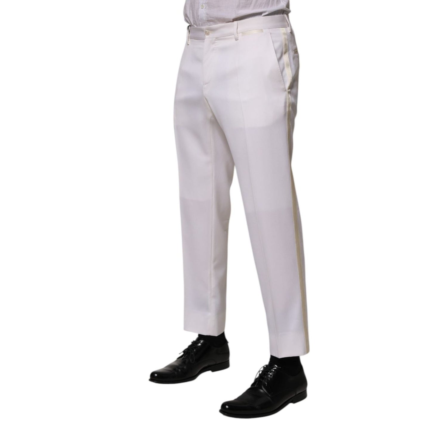 Dolce & Gabbana White Polyester Tapered Formal Trouser Pants PAN76645-50