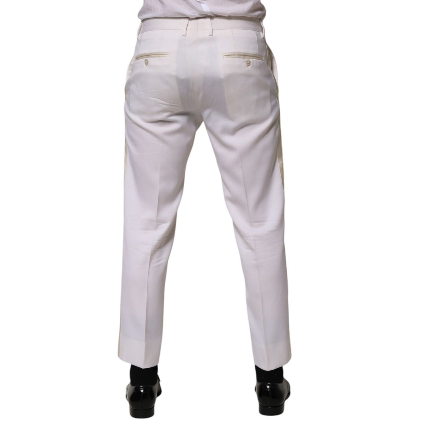 Dolce & Gabbana White Polyester Tapered Formal Trouser Pants PAN76645-50