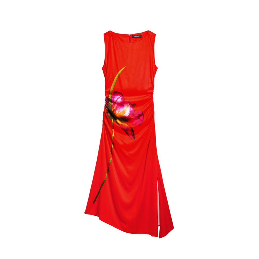 Desigual Red Viscose Long Dress Desigual