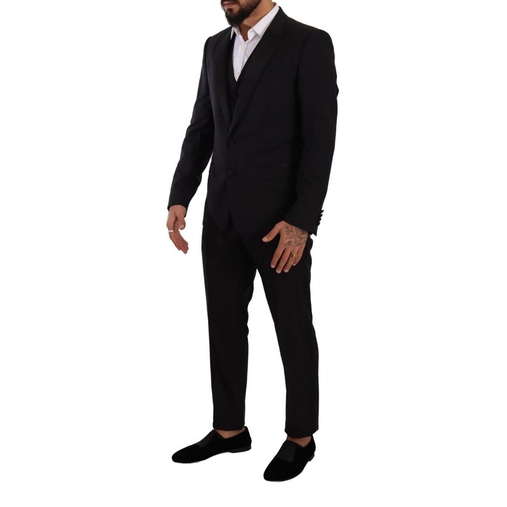 Dolce & Gabbana Black Wool Three-Piece Suit Dolce & Gabbana