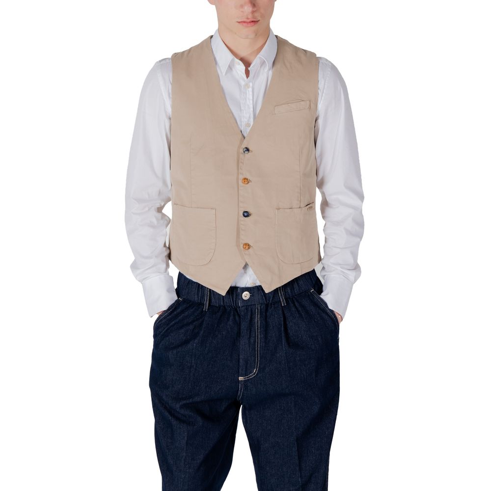 Gianni Lupo Beige Cotton Waistcoat Gianni Lupo