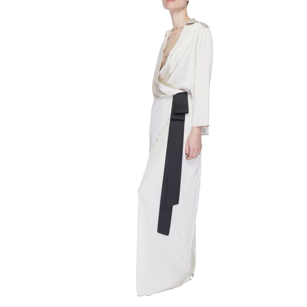 Sandro Ferrone Beige Polyester Long Dress Sandro Ferrone
