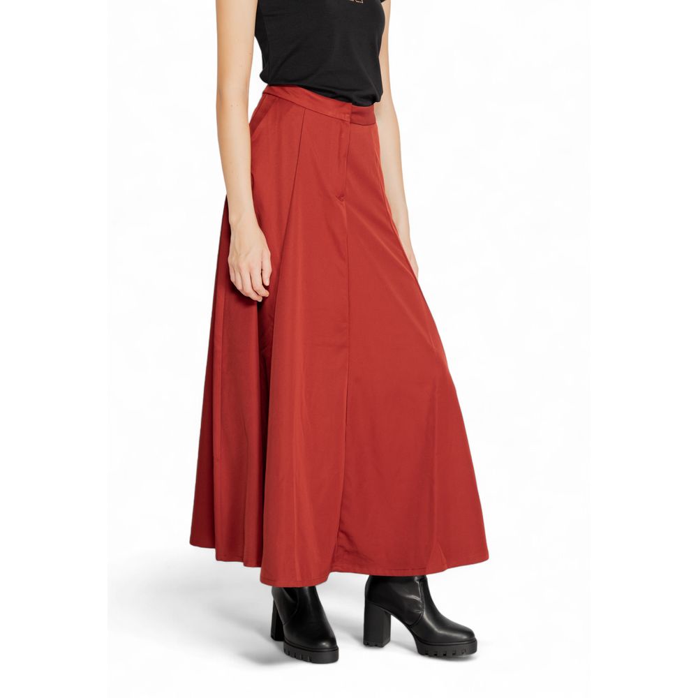 Vero Moda Red Polyester Long Skirt Vero Moda
