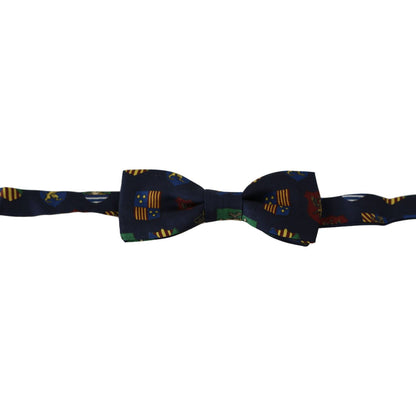 Dolce & Gabbana Blue Flags 100% Silk Adjustable Neck Papillon Men Bow Tie Dolce & Gabbana