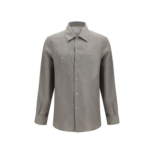 Brunello Cucinelli Bicolor Linen Dress Shirt