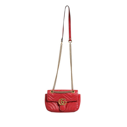 Gucci Marmont Small Shoulder Bag in Rosso Ancora Red Leather