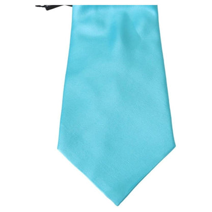 Dolce & Gabbana Light Blue Wide Mens Necktie Accessory 100% Silk Tie Dolce & Gabbana