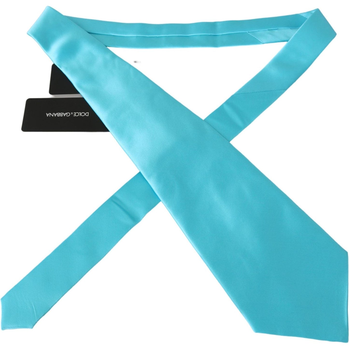 Dolce & Gabbana Light Blue Wide Mens Necktie Accessory 100% Silk Tie Dolce & Gabbana