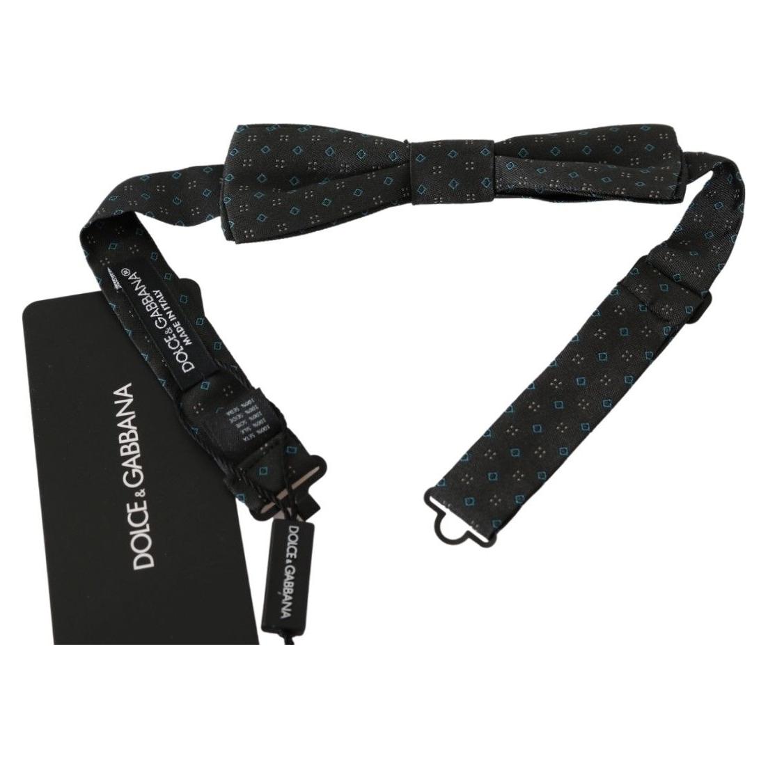 Dolce & Gabbana Gray Patterned Mens Necktie Papillon 100% Silk Bow Tie Dolce & Gabbana