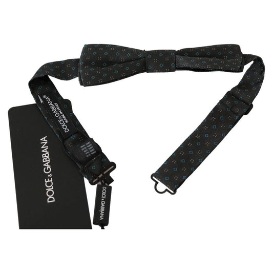 Dolce & Gabbana Gray Patterned Mens Necktie Papillon 100% Silk Bow Tie Dolce & Gabbana